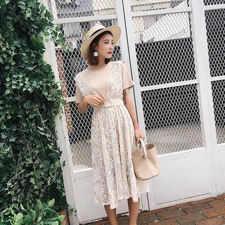 Short-sleeve T-shirt / Lace Jumper Dress / Set