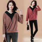 Striped Hooded Long-sleeve Sweatshirt