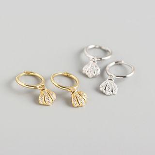 925 Sterling Silver Rhinestone Shell Dangle Earring