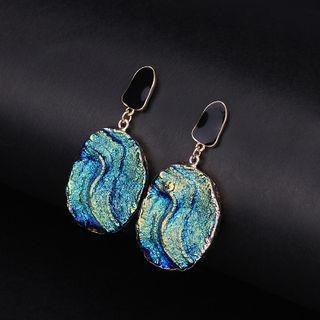 Wave Print Drop Earring 1 Pair - Blue & Black - One Size