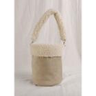 Faux-shearling Bucket Bag With Pouch