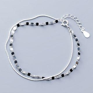 925 Sterling Silver Disc Layered Bracelet Silver - One Size