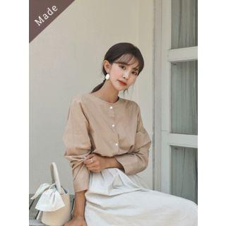 Collarless Round-neck Blouse