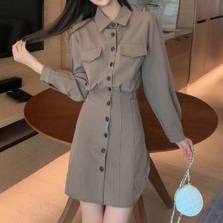 Single-breasted Mini Shirt Dress