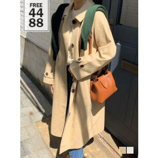 Raglan-sleeve Cotton Mac Coat