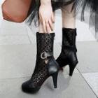 Block-heel Platform Lace Mid-calf Boots