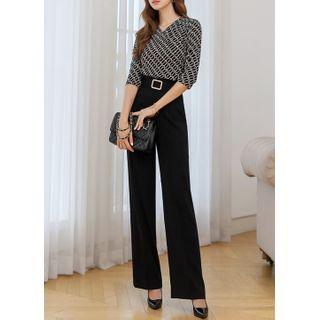 Belted Zip-side Wide-leg Pants