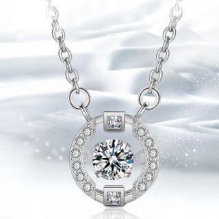 S925 Sterling Silver Rhinestone Pendant Necklace