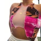Tie Dye Sheer Panel Cropped Tank Top