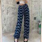 Low Rise Printed Wide Leg Jeans