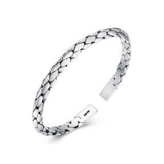 925 Sterling Silver Fashion Simple Serpentine Open Bangle Silver - One Size