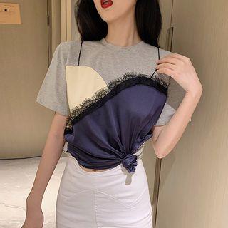 Lace-trim Mock Two-piece Top