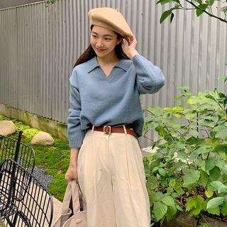 Collared Pastel Woolen Sweater