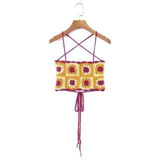 Strappy Crochet Knit Camisole Top Yellow - One Size