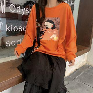 Print Pullover Tangerine - One Size