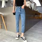 High-waist Straight-cut Cropped Jeans