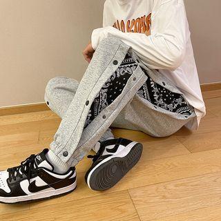 Paisley Print Panel Straight Leg Jogger Sweatpants