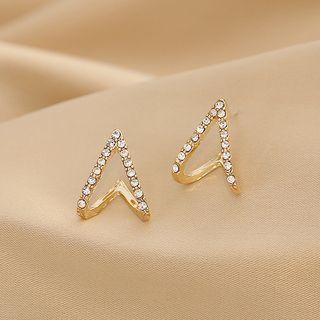 Rhinestone Cuff Earring 1 Pair - Silver Rhinestone - Gold - One Size