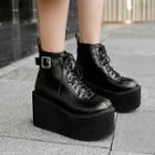 Lace-up Belted Platform Ankle Boots