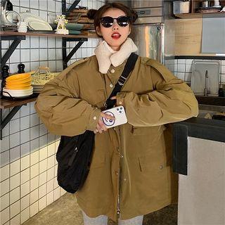 Padded Button Coat Khaki - One Size