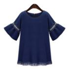 Perforated Bell-sleeve Dress