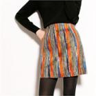 Zip-back Stitched Skirt