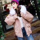 Furry Trim Padded Hooded Jacket