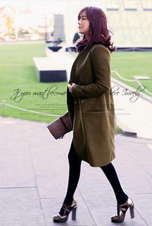 Snap-button Wool Blend Coat