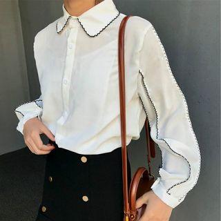 Loose-fit Long-sleeve Chiffon Shirt