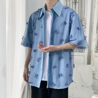 Short-sleeve Butterfly Plain Shirt