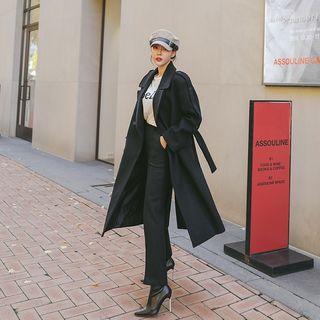 Epaulet Wool Blend Double-breasted Coat