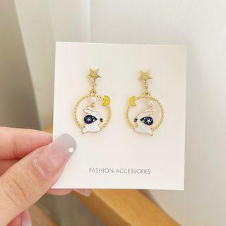 Rabbit Glaze Faux Pearl Alloy Dangle Earring