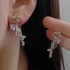 Floral Drop Earring 1 Pair - Gold & Silver - One Size