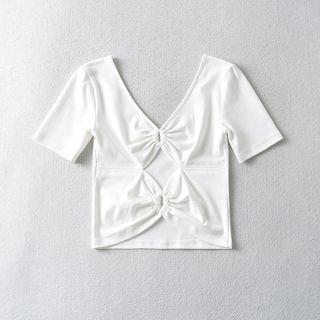 Short-sleeve Reversible Cropped T-shirt