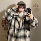 Plaid Furry Long-sleeve Cotton Jacket As Shown In Figure - One Size