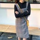 Plaid Jumper Dress As Shown In Figure - One Size