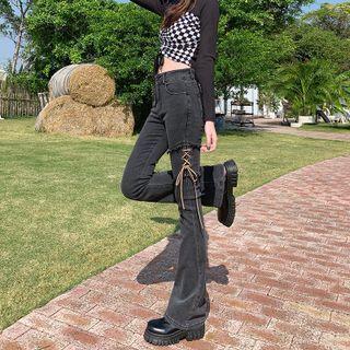 Fringed Trim Bootcut Jeans