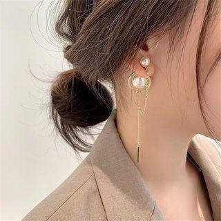 Faux Pearl Ear Jacket E1894 - 1 Pair - Silver Needle - Gold - One Size