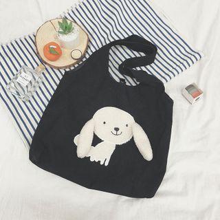 Dog Applique Canvas Shopper Bag