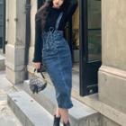 Lace-up Denim Overall Dress