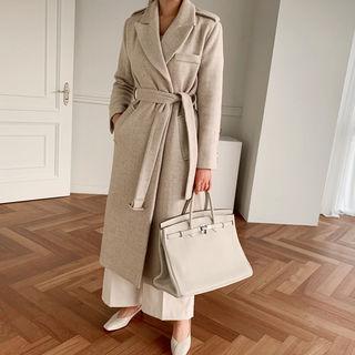 Herringbone Woolen Military Coat