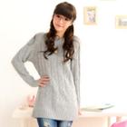 Cable-knit Sweater Gray - One Size
