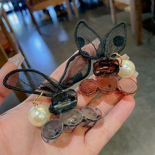 Faux Pearl Mesh Bow Hair Clamp