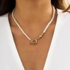 Faux Pearl Necklace 1 Pc - 4767 - Gold - One Size