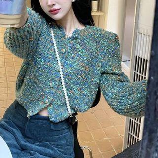 Cropped Cardigan / High-waist Corduroy Pants