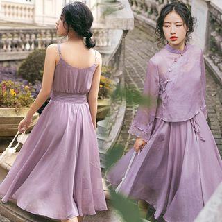 Traditional Chinese Top / Spaghetti Strap Dress / Set
