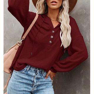 Plain Long Sleeve Knit Hoodie