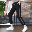 Mesh Panel Cropped Drawstring Pants