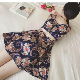 Print Sleeveless Open Back A-line Dress