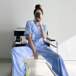 Set: Tied Cropped T-shirt + Drawstring Waist Pants